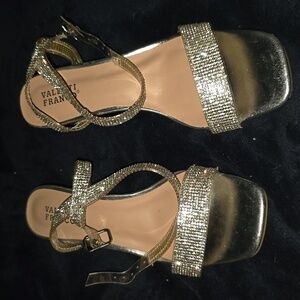 Silver rhinestone heels
